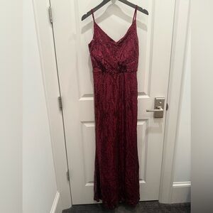 City Triangles Deep Red Sequin Maxi Dress